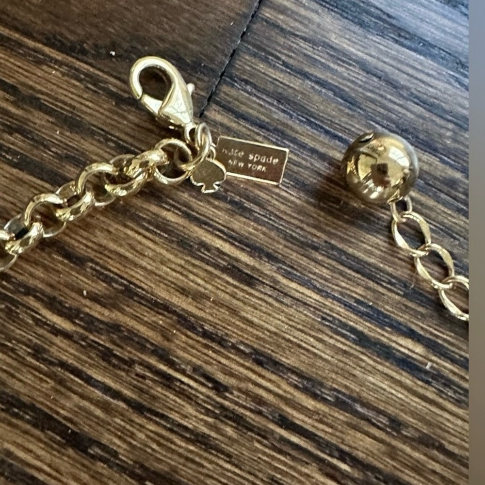 kate spade Green White Navy Gold Flower Charm Necklace - Picture 2 of 4